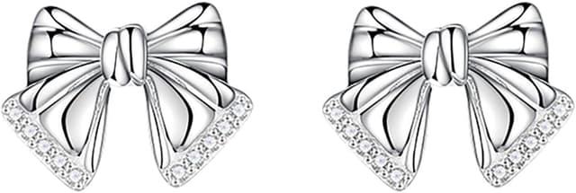 Thumbnail 6 de SLUYNZ Solid 925 Sterling Silber CZ Schleifen-Ohrstecker (Bowknot) für Damen