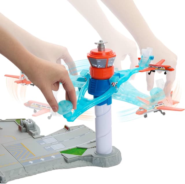 Detalle 2 de Matchbox Coffret Aéroport Tour de Contrôle JBW37 avec voiture Audi en métal et avion en plastique (échelle 1/64)