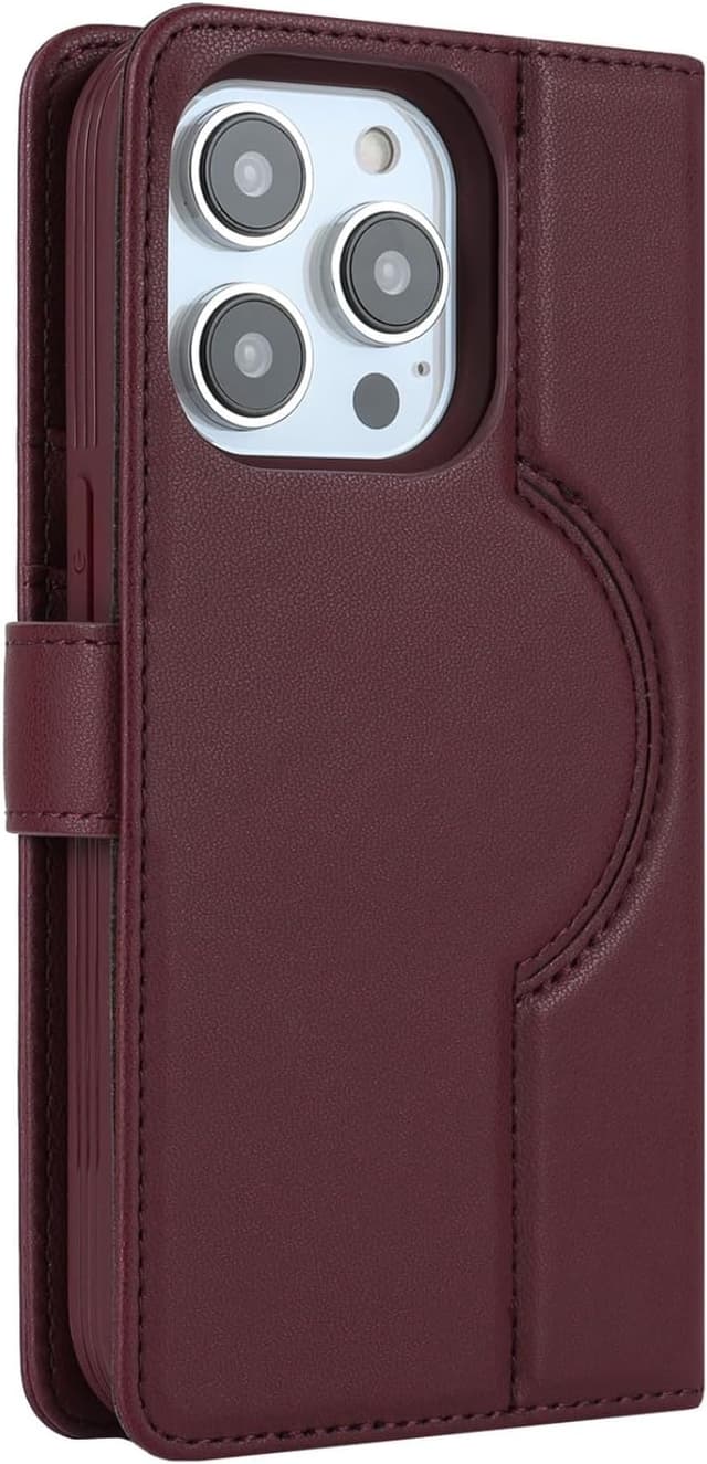 Detalle 2 de Zouzt for iPhone 15 Pro 6.1" Detachable Wallet Case with Card Holder for MagSafe (Burgundy)