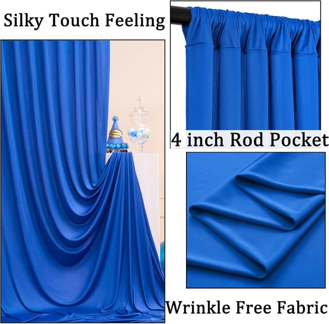 Detalle 2 de 3x3 m Königsblau Vorhang für Kulissen – Party- & Hochzeits-Hintergrund aus Polyester (2 Platten)