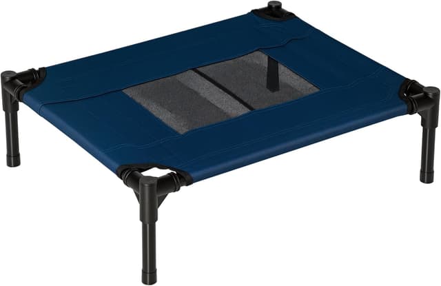 Detalle de PawHut lit surélevé pour chiens et chats (tissu Oxford/textilène) bleu et noir 61 x 46 x 18 cm