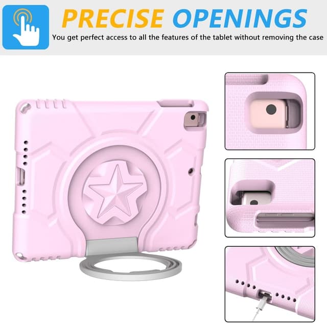 Detalle de TrendGate Lightweight Shockproof iPad 9.7 Case for Kids (6th/5th Gen 2018/2017) – Light Pink