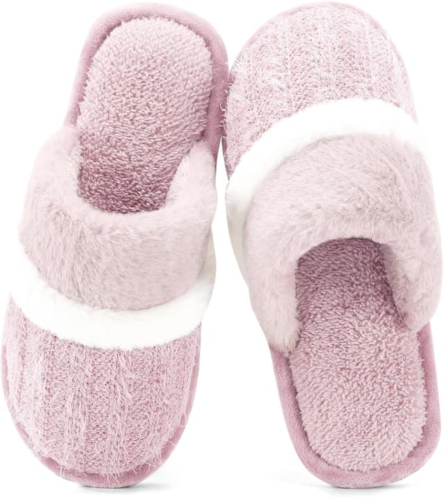 Detalle de GOEWY Cozy Slippers for Women – Fuzzy memory foam house shoes with anti-skid sole