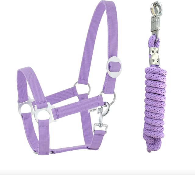 Detalle 2 de Halfter & Führstrick-Set mit verstellbaren Panikhaken (Orange) – passend für Shetty