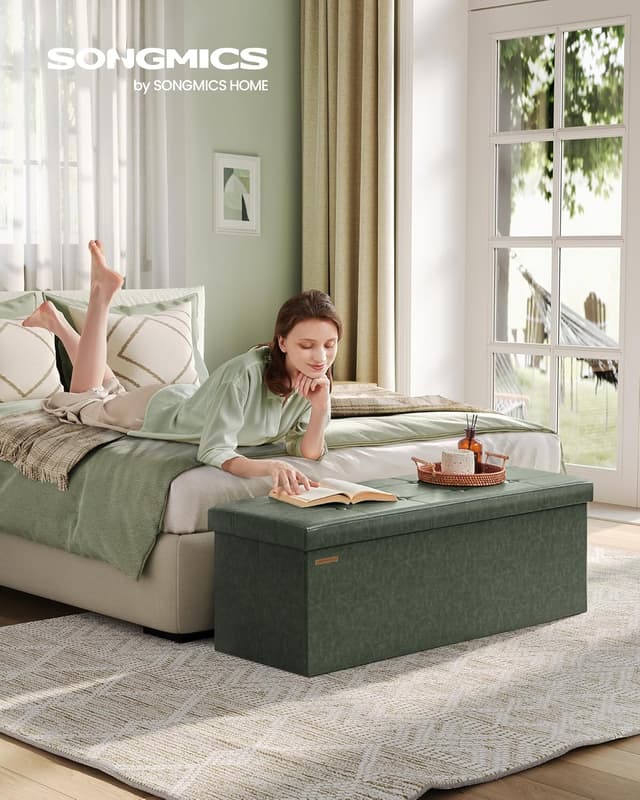 Detalle 2 de SONGMICS Cassapanca Verde Foresta LSF070C01