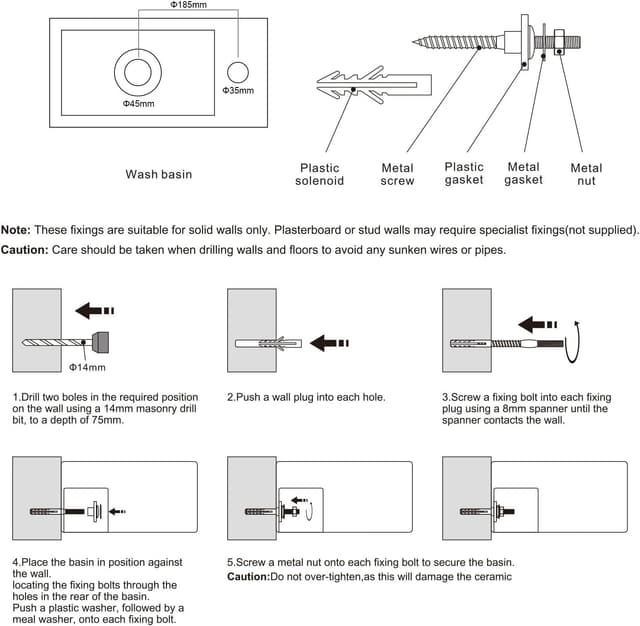 Detalle 2 de Ibergrif M41102-L lavabo rettangolare in ceramica bianco, da parete sinistro