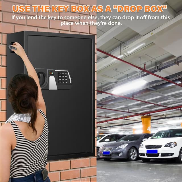 Detalle 2 de Mejasg feuerfester Schlüsselkasten mit Zahlencode für bis zu 71 Schlüssel und seitlichem Schlüsseleinwurf