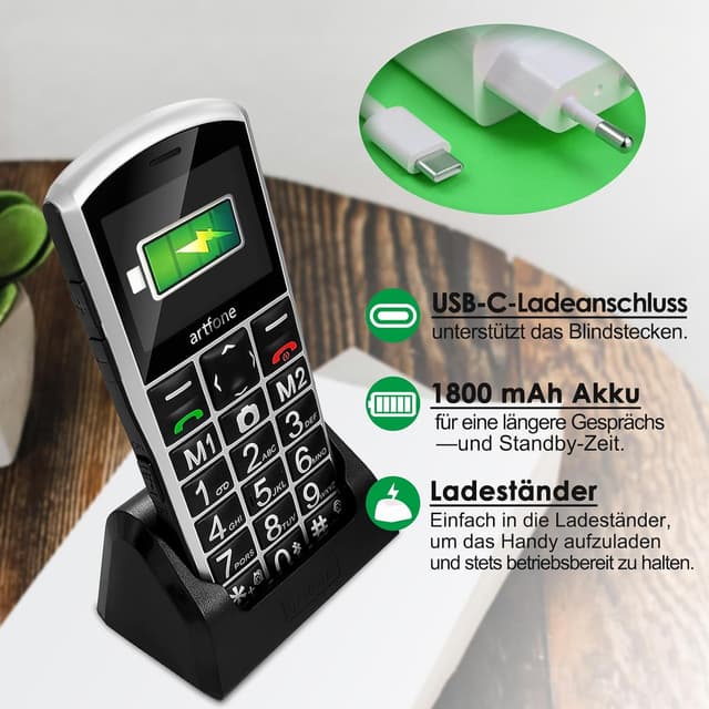 Detalle 2 de artfone A400 4G Seniorenhandy ohne Vertrag – Großtasten, SOS-Notruftaste & 4G-VoLTE