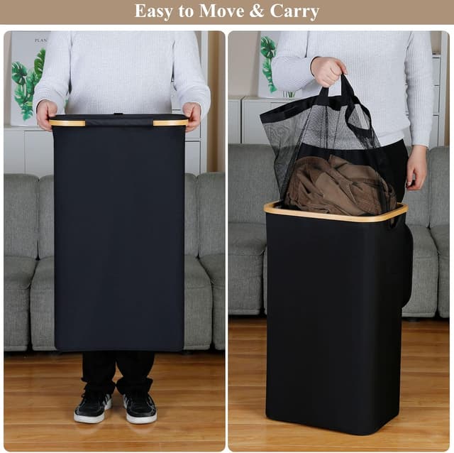 Detalle 2 de iEGrow 110L Laundry Hamper with Lid (Collapsible) in Black