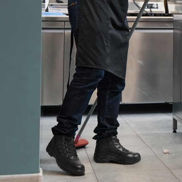 Detalle de NORTIV 8 Stivali da lavoro tattici militari da uomo in pelle con cerniera laterale