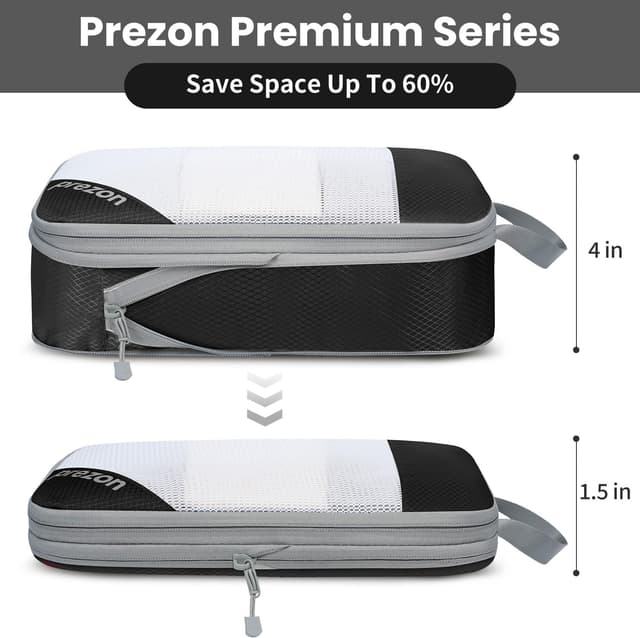 Detalle de Prezon Versatile 6-Set Compression Hollow Packing Cubes (Full Open Visible Design) in Black