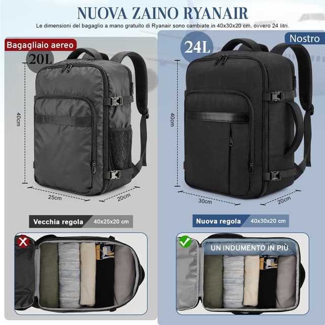 Thumbnail 1 de VSNOON Zaino Ryanair 40x30x20 24L con tasca bagnata