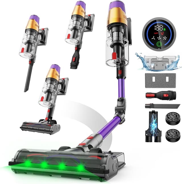 Detalle de Linkifly A12 Akku-Staubsauger mit Wischfunktion und faltbarem Design (kabellos, 8-in-1, 48 kPa)