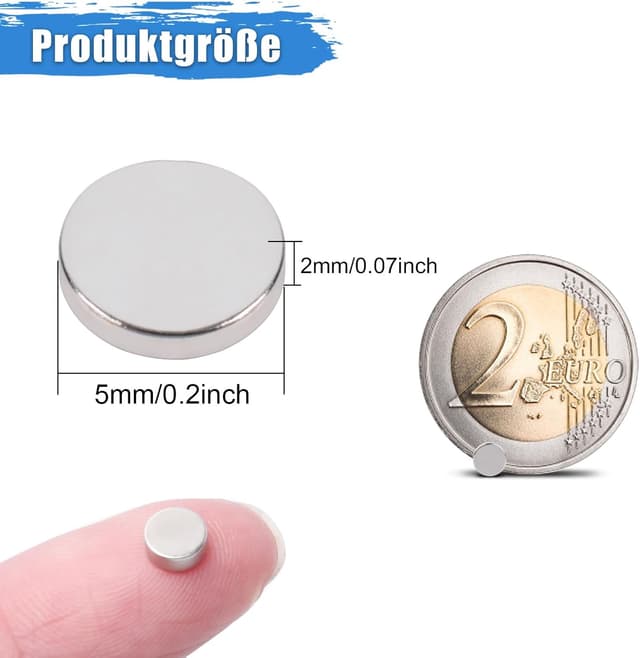 Detalle 2 de MIN CI 200 Strong Neodymium 5x2mm Magnets 🧲