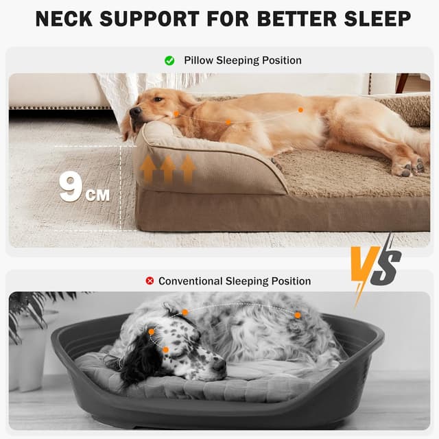 Detalle 2 de JOEJOY Extra Large Waterproof Orthopedic Dog Bed (Washable Cover) – 107x81x17 cm, Brown