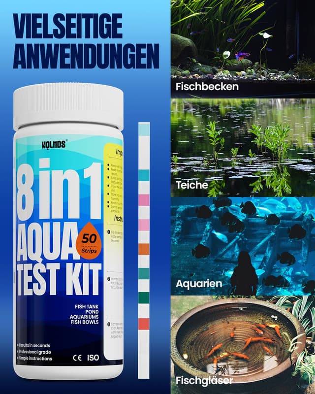 Detalle de Wolmds Aquarium Teststreifen 50er 8‑in‑1 📋
