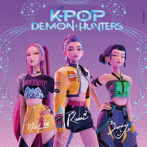 Detalle 2 de Set de decoración y vajilla para cumpleaños Procos KPop Demon Hunters (52 piezas)