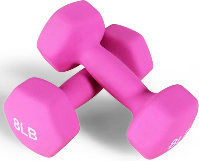 Detalle de Fitvids Neoprene Dumbbell Hand Weights (Hex, Anti-Slip) Pair with Stand