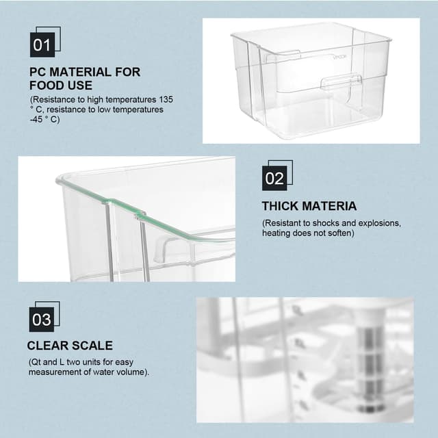 Detalle 2 de Set contenitore sous vide 12L con coperchio e griglia 7 in 1 compatibile per roner professionale