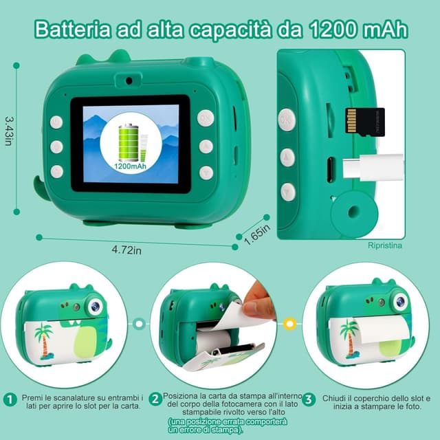 Thumbnail 6 de ARNSSIEN M3 macchina fotografica istantanea 1080P 2,4" per bambini