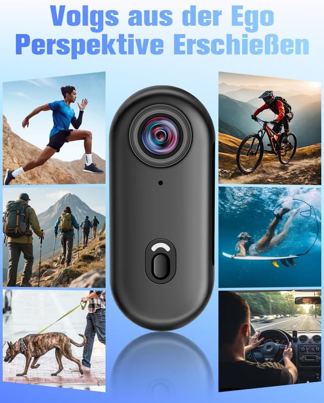 Detalle de Nisanuki Action Cam 4K – Sportkamera WLAN mit 120° Weitwinkel, Mini-Helm- & Unterwasserkamera