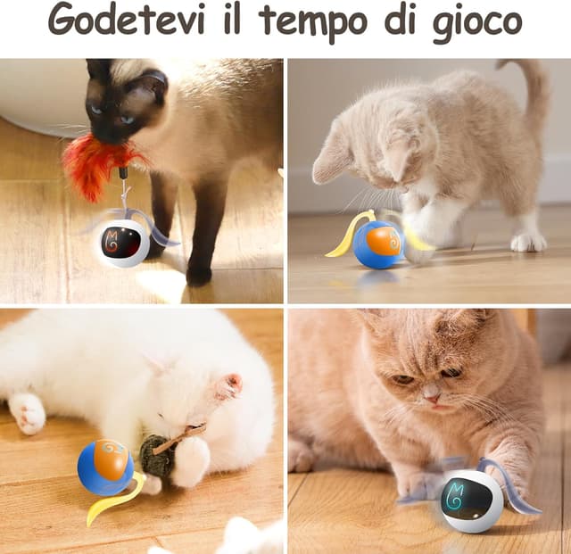 Detalle 2 de Migipaws Giocattolo Interattivo Sferico per Gatti con Palla Luminosa e Sacchetto Misterioso (bianco)