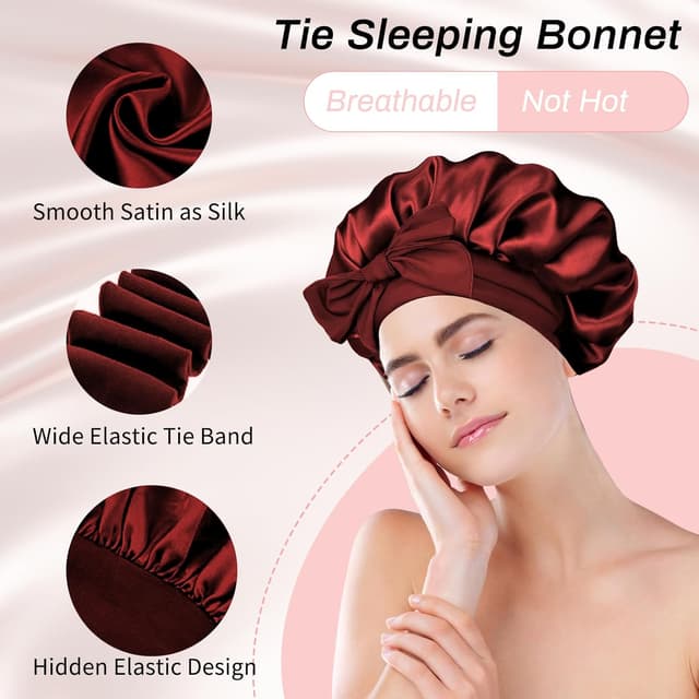 Thumbnail 1 de 2 Stück Satin Schlafmütze Seidenhaube