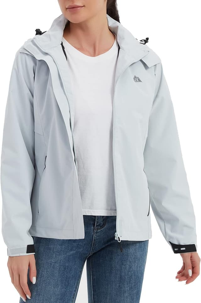 Detalle de MOERDENG Women’s Waterproof Lightweight Rain Jacket (Hooded Softshell Windbreaker)