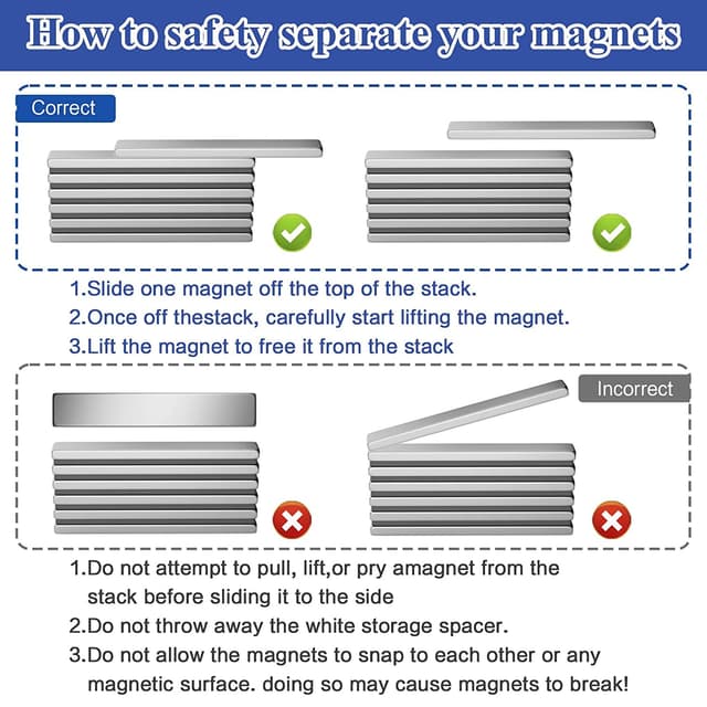 Detalle de FINDMAG 20 Pack Strong Neodymium Magnetic Strips (60 x 10 x 3 mm) with Double-Sided Adhesive