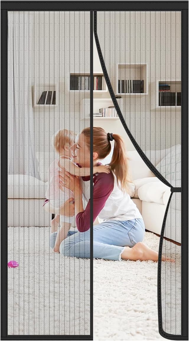 Detalle de Magnetic Bug Mesh Door Fly Screen Curtain for Patio Doors (90 × 210cm) with Power Magnets