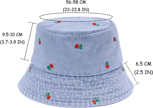 Detalle 2 de MILAKOO Fischerhut Damen Sommer faltbar – Unisex Bucket Hat aus Baumwolle/Denim mit Stickerei