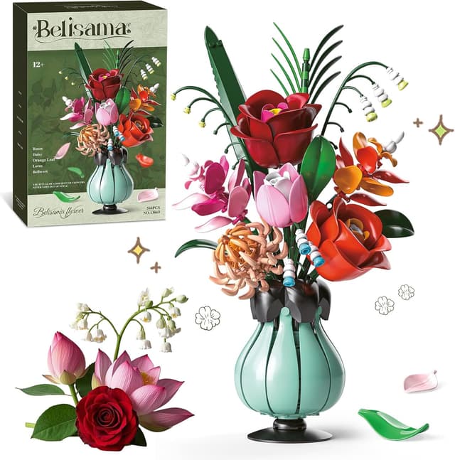 Detalle de Ensemble de blocs de construction pour bouquet botanique avec vase kiothdre