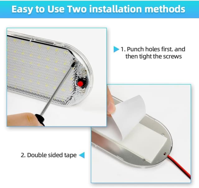 Detalle de URAQT Innenbeluchtung Auto – 2er-Set 12V LED-Leisten (48 LEDs je Leuchte), 800 lm, 6000K Weißlicht