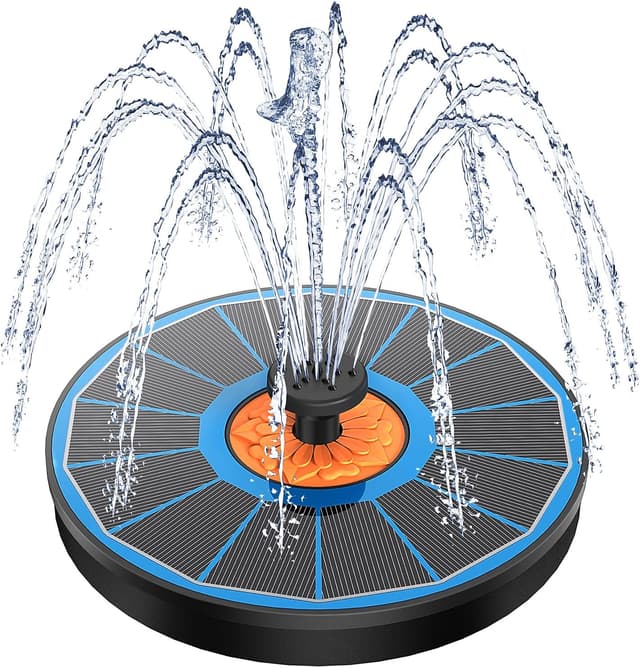 Detalle de Yzert 3.5W Solar Fountain with Flower: solar-powered bird bath fountain with 7 nozzles
