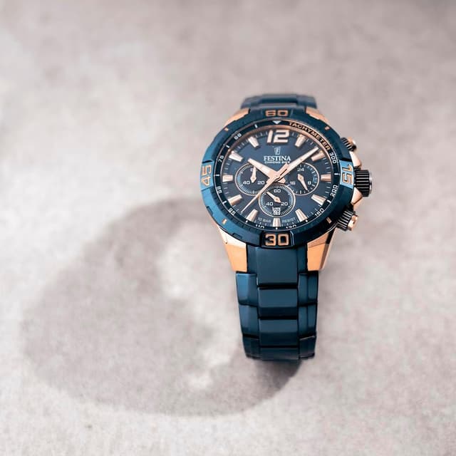 Detalle de Festina Herren Analog-Uhr F20524/1 Special Editions – Edelstahl 316L, blaues Zifferblatt, Quarz-Chronograph, Kalender