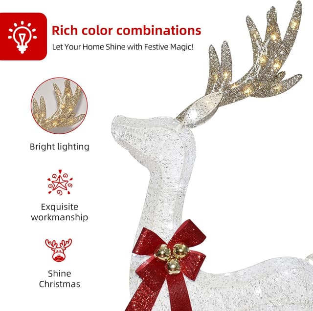 Thumbnail 6 de Lighted Reindeer & Sleigh Christmas Decor 2 Pcs 🎄