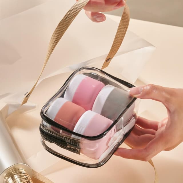 Thumbnail 6 de Aurdox Reisetöpfe-Set aus Silikon: auslaufsichere Creme-Behälter mit Spatel und transparenter Tasche (TSA-geeignete Mini-Größe)