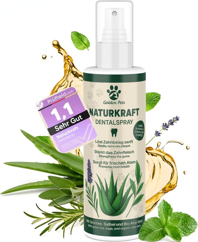 Detalle de TESTNOTE SEHR GUT Dentalspray für Hunde & Katzen mit BIO Aloe Vera (200 ml) – Zahnspray gegen Mundgeruch & Zahnstein