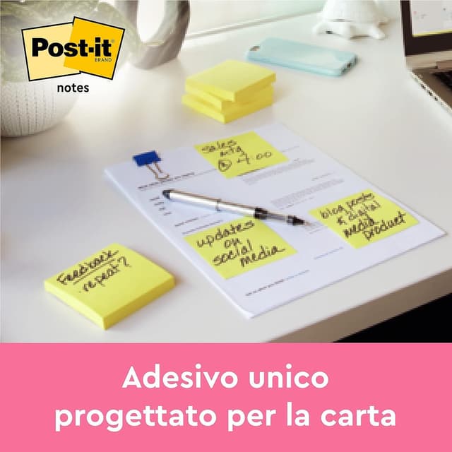 Detalle de Post-it Foglietti Canary Yellow: pacchetto promozionale con 8 blocchetti + 4 gratis, giallo canarino (38 × 51 mm)