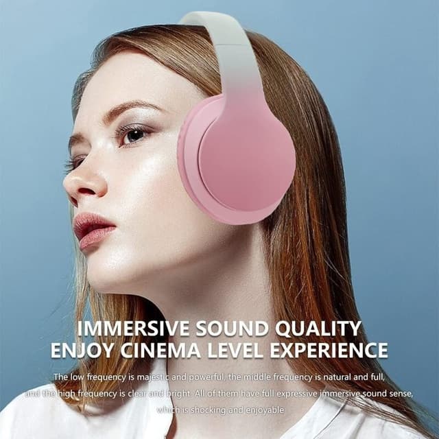 Detalle de Usoun Bluetooth Over-Ear Kids Headphones (Pink) with Mic, Foldable Wireless/Wired, TF Card