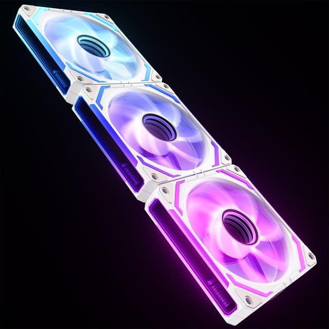 Detalle de AsiaHorse COSMIQ Reverse Blade 120mm ARGB PC Case Fan (3-Pack with Controller) – Infinity Mirror Daisy Chain