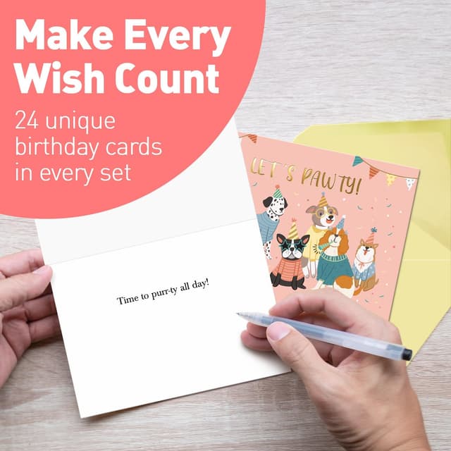 Detalle de Sweetzer & Orange S&O Box of Birthday Cards with Envelopes (Bulk 24, 4x5.5")