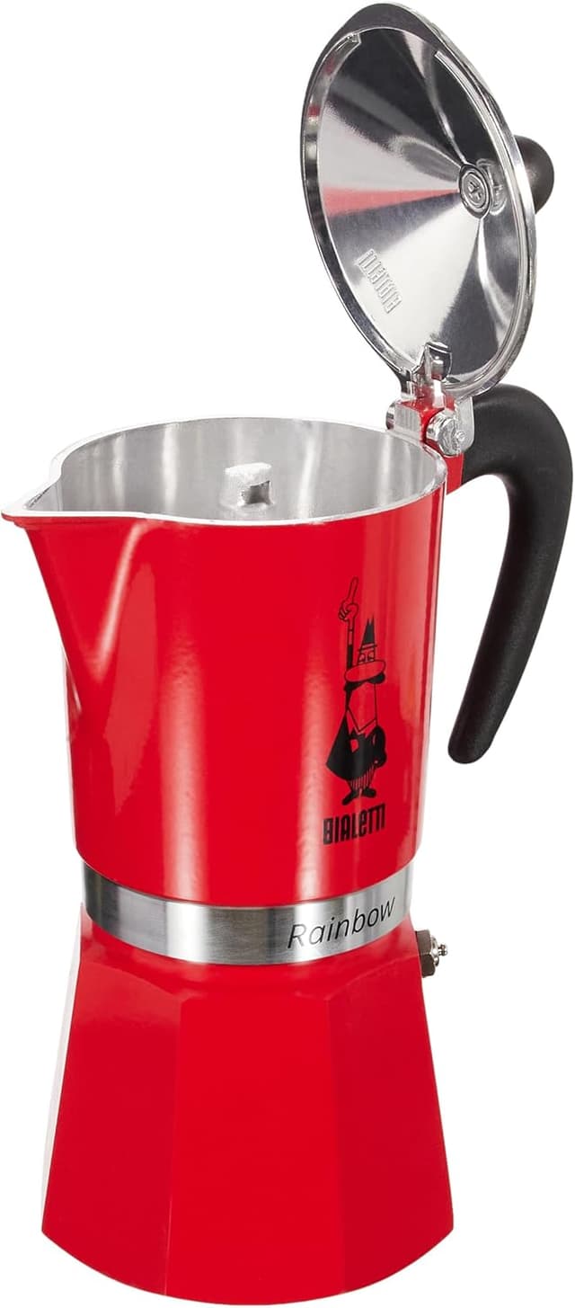 Detalle 2 de Bialetti Rainbow Cafetera Espresso 6 Tazas, Aluminio Rojo