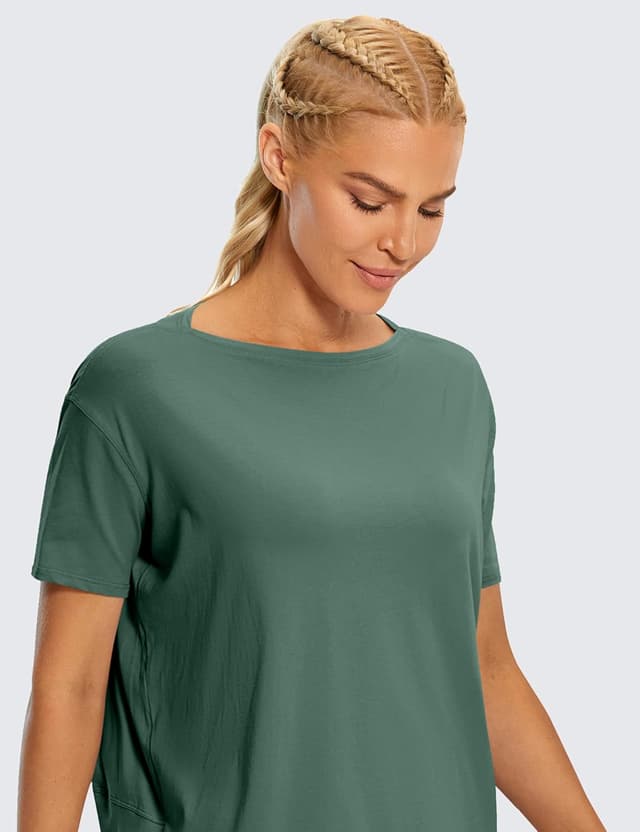 Detalle de CRZ YOGA camicia a maniche corte in cotone Pima con vestibilità ampia per allenamento