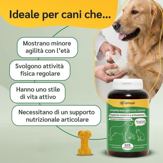 Detalle 2 de amusi Integratore Articolazioni Cane 125 compresse con glucosamina, condroitina, MSM e curcuma