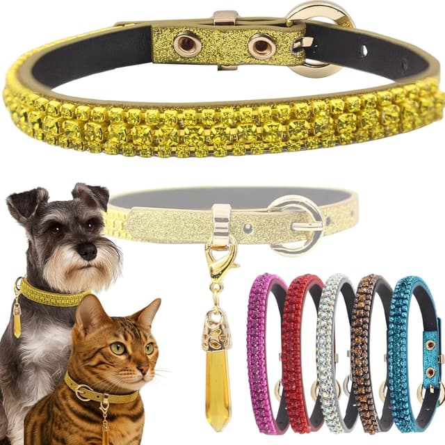 Detalle de PEARLY JUN Wasserdiamant Welpen Halsband (S, gelb)