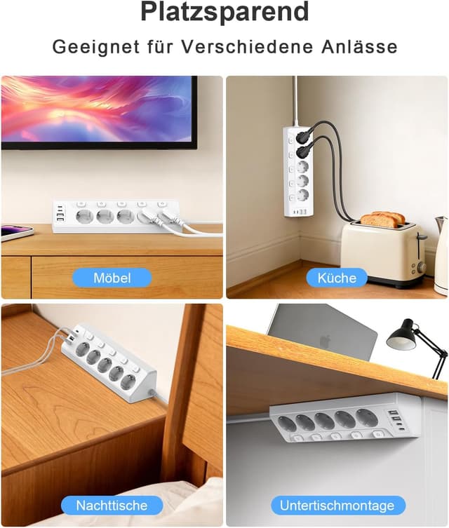 Thumbnail 5 de vipwell Mehrfachsteckdose 5 Fach 2 m 🔌