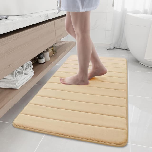 Detalle de Smiry memory foam bath mat, 60 x 120 cm (extra soft, non-slip, machine-washable) – Beige
