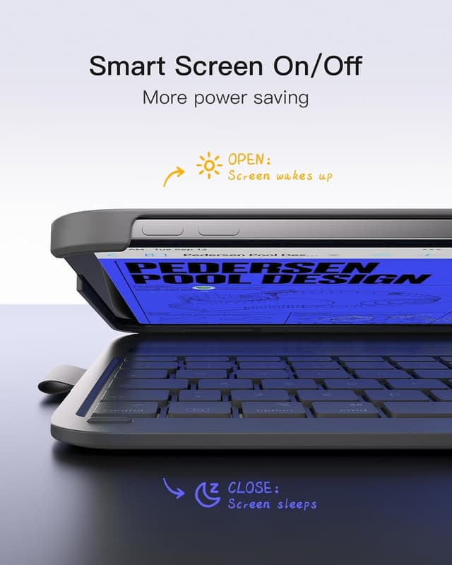 Detalle de Inateck Keyboard Case for iPad 10th Gen / A16 iPad 11th Gen (2025) and iPad Air/Pro 11-inch – Ultralight grey with pen holder (BK2007)