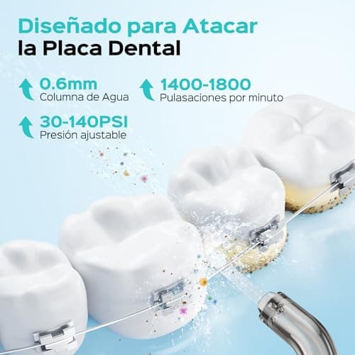 Detalle de COSLUS C51 irrigador dental bucal portátil inalámbrico con 3 modos, 18 niveles y depósito de 300 ml (IPX7)